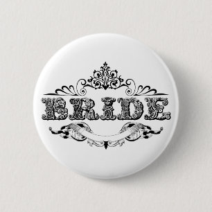 Vintage Frame Bride Brautparty Hochzeit Button