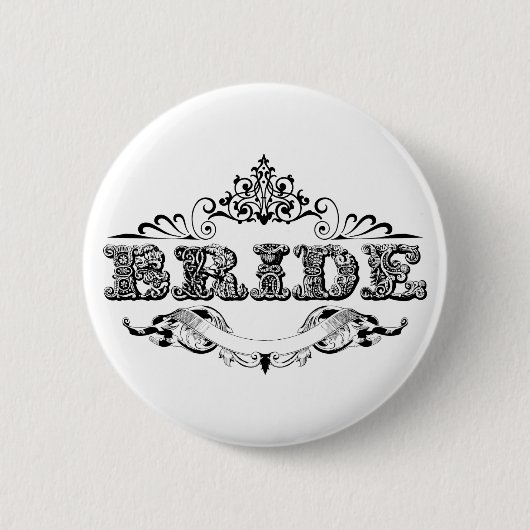 Vintage Frame Bride Brautparty Hochzeit Button (Vorderseite)