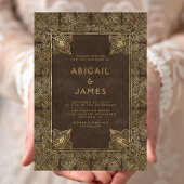 Vintage Frame Brown Gold Hochzeit Einladung