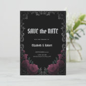 Vintage Frame Dark Roses Gothic Save The Date (Stehend Vorderseite)