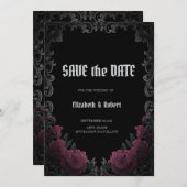 Vintage Frame Dark Roses Gothic Save The Date (Vorne/Hinten)
