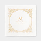 Vintage Frame Elegant Wedding Monogram Servietten Mit Folie (Vorderseite)