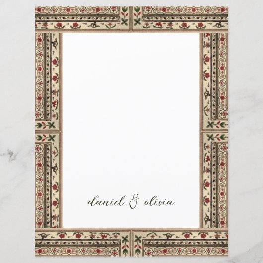 Vintage Frame Ethnic Motif Wedding Menu (Rückseite)