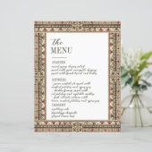 Vintage Frame Ethnic Motif Wedding Menu (Stehend Vorderseite)