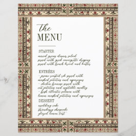 Vintage Frame Ethnic Motif Wedding Menu