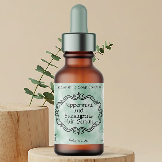 Vintage frame green parchment dropper bottle label adressaufkleber