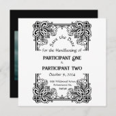 Vintage Frame-Handhabung flache Save the Date-Kart (Vorne/Hinten)