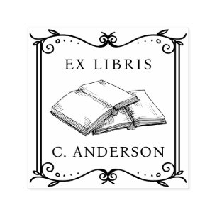 Vintage Frame Personal Library Ex Libris Buchseite Permastempel