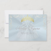 Vintage Frame Quinceanera RSVP - Blue/Silver Karte (Rückseite)