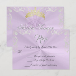 Vintage Frame Quinceanera RSVP - Lavender/Silver Karte