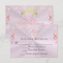Vintage Frame Quinceanera RSVP - Pink/Rose Gold