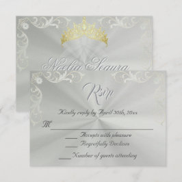 Vintage Frame Quinceanera RSVP - Sage/Silver Karte