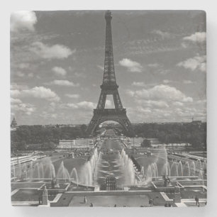 Vintage France Paris Fontains Tower Eiffel Steinuntersetzer