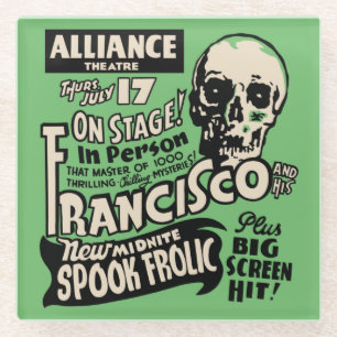 Vintage Francisco Spook Frolic Gruselshow-Poster Glasuntersetzer
