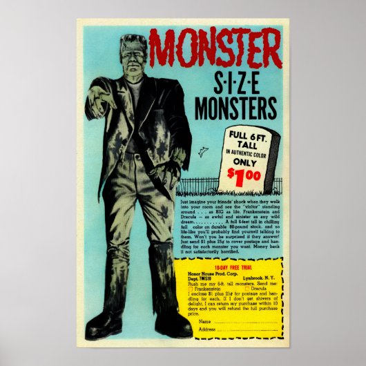 Vintage Frankenstein Mail Auftragswerbung Art Poster (Vorne)