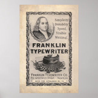 Vintage Franklin Schreibwriter Ad von 1899 Poster