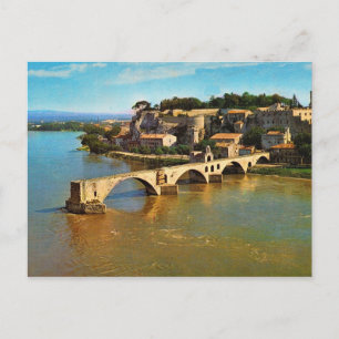 Vintage Frankreich, Avignon; Brücke mit gebrochene Postkarte
