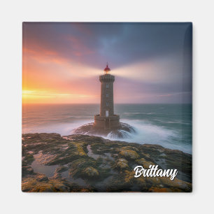 Vintage Frankreich Bretagne Leuchtturm Postkarte Magnet