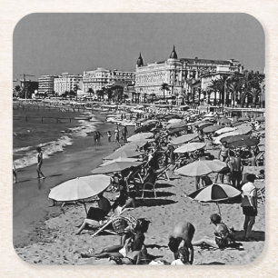 Vintage Frankreich Cannes der Strand Rechteckiger Pappuntersetzer
