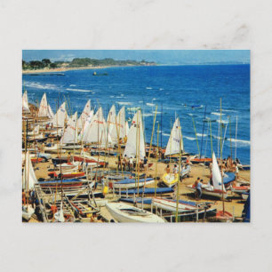 Vintage Frankreich, Hyeres, Hafen und Segelboote Postkarte