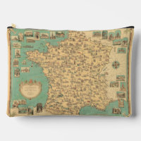 Vintage Frankreich Karte Kosmetiktüte