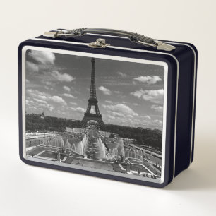 Vintage Frankreich Paris Brunnen Eiffelturm Metall Brotdose