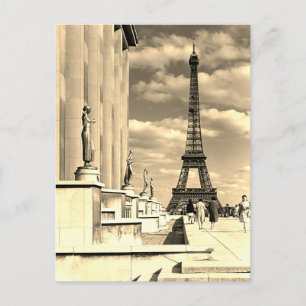 Vintage Frankreich Paris Eiffelturm Chaillot-Palas Postkarte