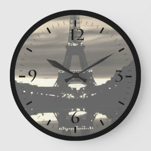 Vintage Frankreich Paris Eiffelturm Reflexion Groß Große Wanduhr