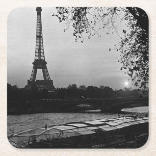 Vintage Frankreich Paris Eiffelturm Sonnenuntergan Rechteckiger Pappuntersetzer