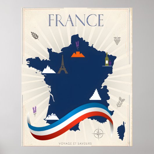 Vintage Frankreich Poster (Vorne)