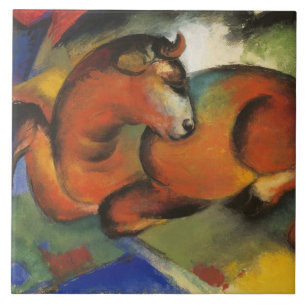 Vintage Franz Marc Roter Stier Fliese