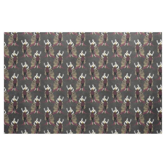 Vintage Franzose mit Wein auf Schwarz Stoff (Fat Quarter (45,7 x 55,9 cm))