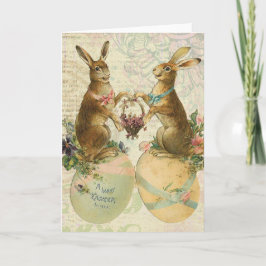 Vintage Franzose-Osterhasen Feiertagskarte