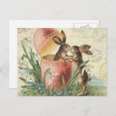 Vintage Franzose-Osterhasen Feiertagspostkarte (Vorne/Hinten)