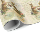Vintage Franzose-Osterhasen Geschenkpapier (Rolleneckpunkt)