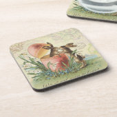 Vintage Franzose-Osterhasen Getränkeuntersetzer (Linke Seite)