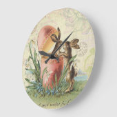 Vintage Franzose-Osterhasen Große Wanduhr (Winkel)