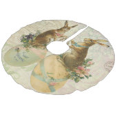 Vintage Franzose-Osterhasen Leinenimitat Weihnachtsbaumdecke (Schrägansicht)