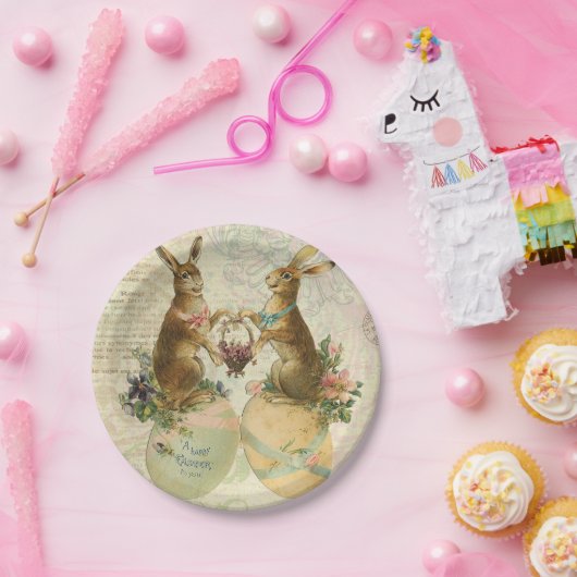 Vintage Franzose-Osterhasen Pappteller (Party)
