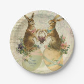 Vintage Franzose-Osterhasen Pappteller (Vorderseite)