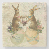 Vintage Franzose-Osterhasen Steinuntersetzer (Vorderseite)