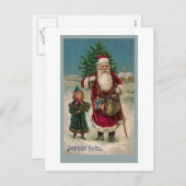 Vintage Franzose-Weihnachtsmann-Gruß-Karte Feiertagspostkarte (Vorne/Hinten)
