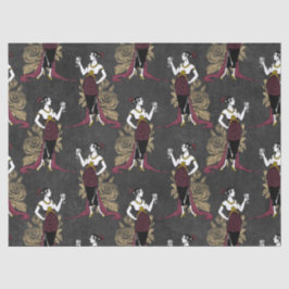 Vintage Französin mit Wein im Schwarzen Dekor Seidenpapier