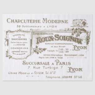 Vintage Französisch-Business Typografie Lyon Decou Seidenpapier