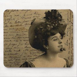 Vintage Französisch-Chic Pinup-Frau Postcard Mousepad