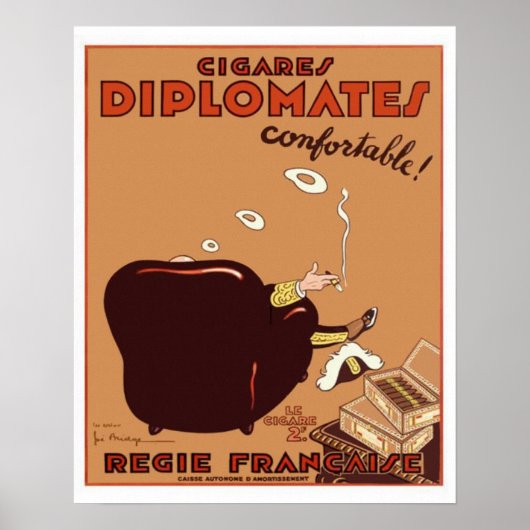 Vintage Französisch Diplomaten Cigar Poster (Vorne)