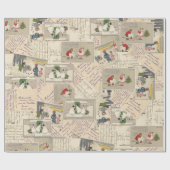 Vintage Französisch-Kinder 2 Weihnachtszeitung Geschenkpapier (Flach)