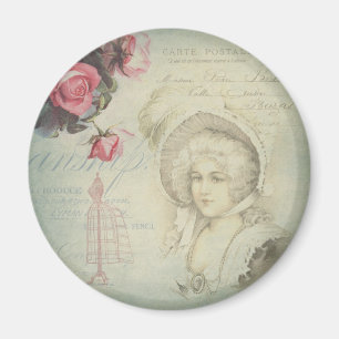 Vintage Französisch Lady Roses Kleidung Form Colla Magnet