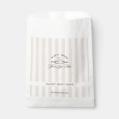 Vintage Französisch Rosa Elegante gestreifte Bäcke Geschenktütchen (Vorderseite)