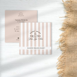 Vintage Französisch Rosa Elegante gestreifte Bäcke Quadratische Visitenkarte